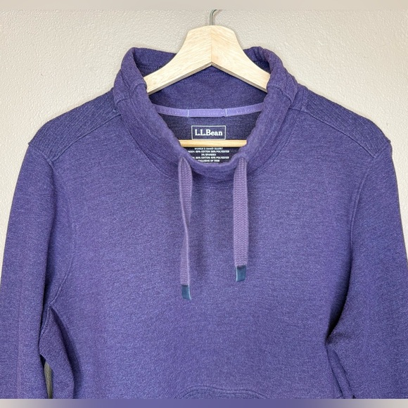L.L.Bean Cozy Mixed Knit Mock Neck Sweatshirt In Darkest Purple Heather Size XL - Picture 3 of 14